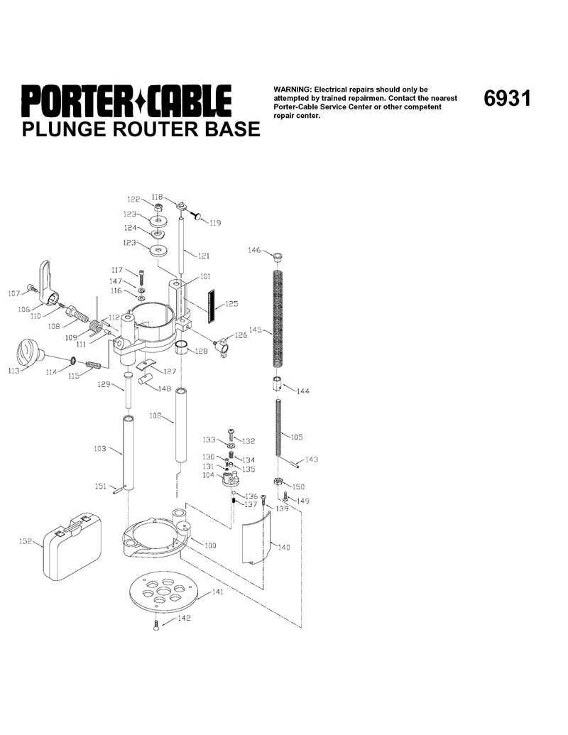 Porter Cable 6931 Plunge Router Base Replacement For Models
