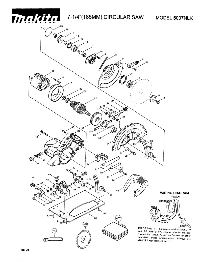 Makita 2414nb схема подключения двигателя